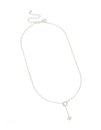 Silver Diamante & Pearl Link Chain Necklace - link has visual effect only