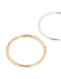 Mixed Metal Smooth Bangles 2-Pack - link has visual effect only