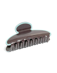 Chocolate Brown Acrylic With Pale Blue Outline Claw Clip - link has visual effect only