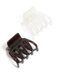 Chocolate Brown & White Acrylic Small Zig Zag Claw Clips 2-Pack - link has visual effect only