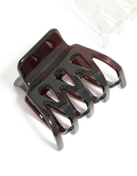 Chocolate Brown & White Acrylic Small Zig Zag Claw Clips 2-Pack - link has visual effect only