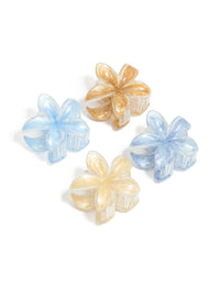 Light Brown & Blue Clear Edge Frangipani Claw Clips 4-Pack - link has visual effect only