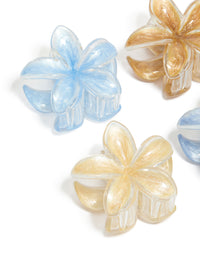 Light Brown & Blue Clear Edge Frangipani Claw Clips 4-Pack - link has visual effect only