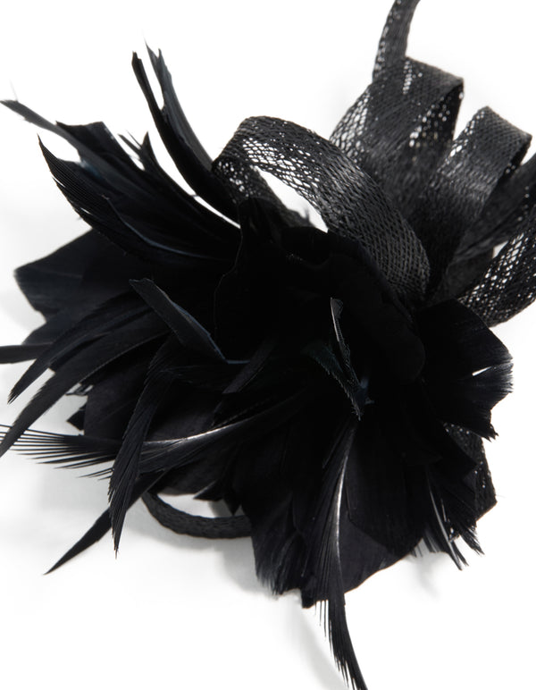 Black Loop Feather Hair Clip