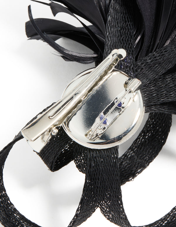 Black Loop Feather Hair Clip