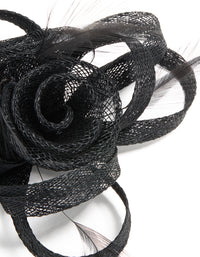 Black Sinamay Fabric  Swirl & Feather Hair Clip - link has visual effect only