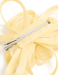 Yellow Sinamay Fabric  Swirl & Feather Hair Clip - link has visual effect only
