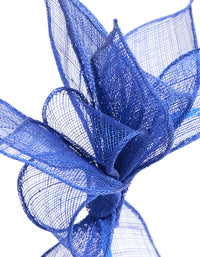 Dark Blue Sinamay Fabric Flower & Leaf Fascinator - link has visual effect only