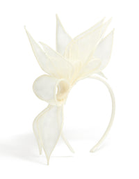 Cream Sinamay Fabric  Flower & Leaf Fascinator - link has visual effect only