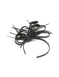 Black Sinamay Fabric Feather Mesh Fascinator - link has visual effect only