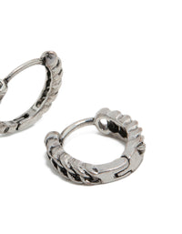Mens Stainless Steel Chain Detail Huggie Earrings - link has visual effect only