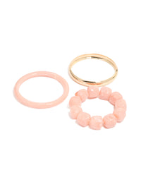 Pink Acrylic & Gold Smooth Bracelets 3-Pack - link has visual effect only