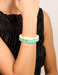 Turquoise & Neutral Beaded Stretch Bracelets 2-Pack - link has visual effect only