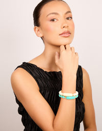 Turquoise & Neutral Beaded Stretch Bracelets 2-Pack - link has visual effect only
