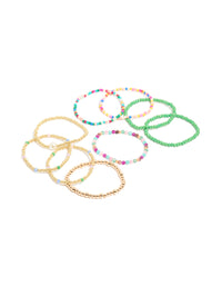 Multicoloured  Beaded Stretch Bracelets 9-Pack - link has visual effect only