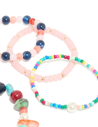 Multicoloured Irregular Beaded Stretch Bracelets 7-Pack - link has visual effect only