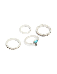 Antique Silver & Blue Gem Toe Rings Pack - link has visual effect only