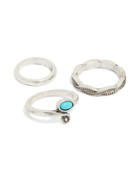 Antique Silver & Blue Gem Toe Rings Pack - link has visual effect only