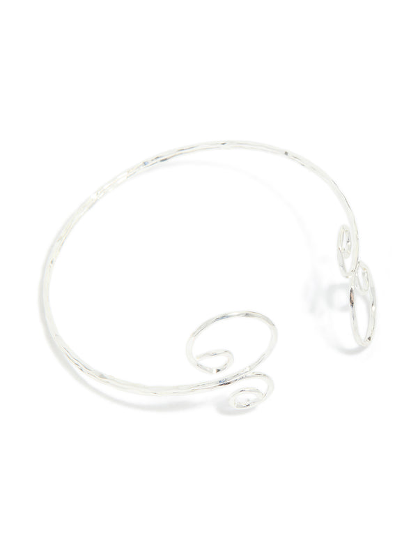 Silver Open Swirl Arm Cuff