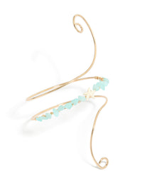 Gold Turquoise Semi Precious Stones Arm Cuff - link has visual effect only