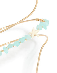 Gold Turquoise Semi Precious Stones Arm Cuff - link has visual effect only