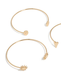 Gold Open Mixed Designed Arm Cuffs 3-Pack - link has visual effect only