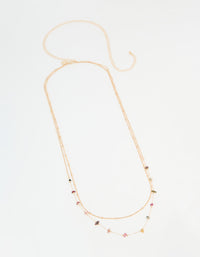 Gold Multicoloured Semiprecious Stone Waist Chain. - link has visual effect only