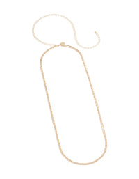 Gold Cubic Zirconia Tennis Double Layered Waist Chain - link has visual effect only