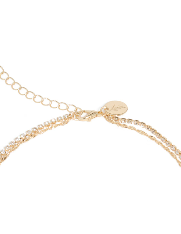Gold Cubic Zirconia Tennis Double Layered Waist Chain