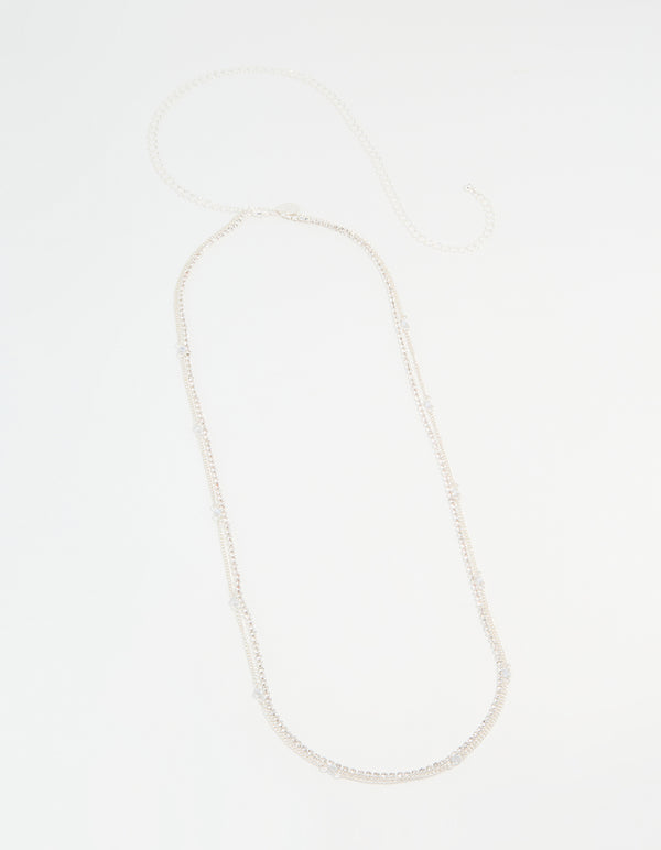 Silver Diamante Cup Chain Waist Chain