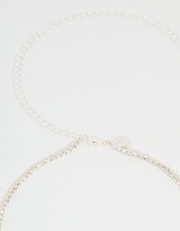Silver Diamante Cup Chain Waist Chain - link has visual effect only