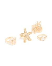 Gold Sea Life Rings 4-Pack - link has visual effect only