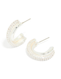 Silver Plated Cubic Zirconia Hoop Earrings - link has visual effect only