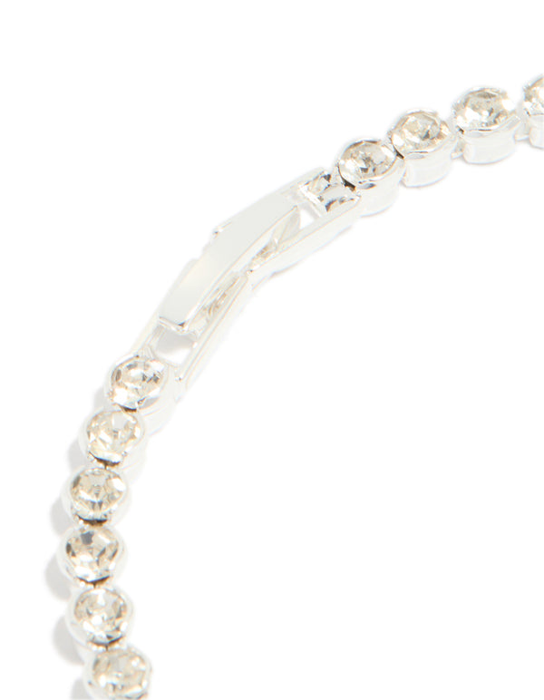 Silver Plated Diamante Tennis Bracelet