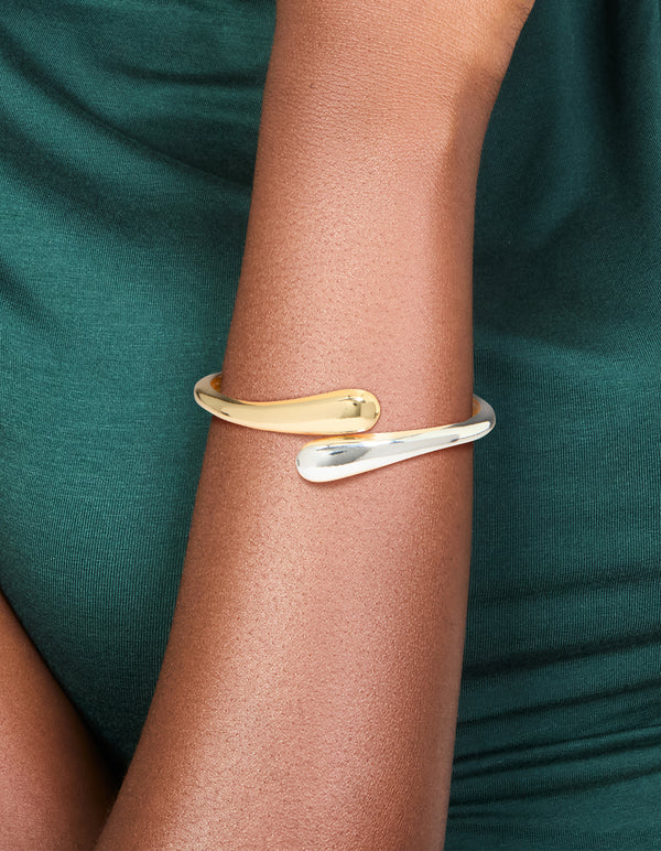 Mixed Metal Plated Wrap Around Bangle