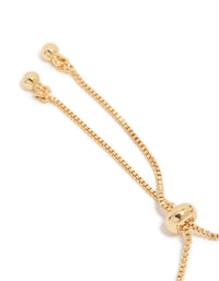 Presenting a dainty gold plated cubic zirconia mini tennis toggle bracelet closure detail view - link has visual effect only