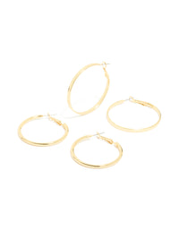 Gold Plated Thick Flat Hoop Earrings 2-Pack - link has visual effect only