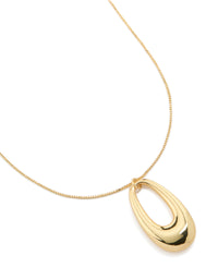 Gold Plated Modern Organic Pendant Statement Necklace - link has visual effect only