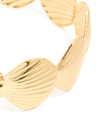 Gold Plated Shell Statement Wrist Cuff - link has visual effect only