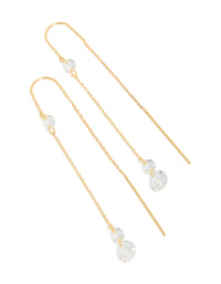 Gold Plated Cubic Zirconia Thread Through  Earrings - link has visual effect only