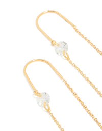Gold Plated Cubic Zirconia Thread Through  Earrings - link has visual effect only
