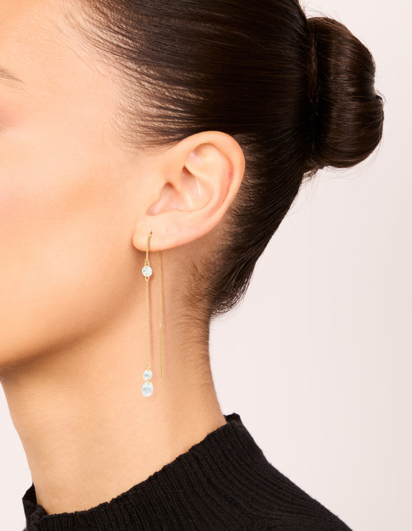 Gold Plated Cubic Zirconia Thread Through  Earrings
