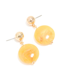 Gold & Yellow Marble Circle Drop Earrings - link has visual effect only
