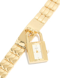 Gold Padlock Watch  Bracelet - link has visual effect only