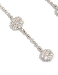 Silver Cubic Zirconia Mini Floral Drop Earrings - link has visual effect only