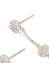 Silver Cubic Zirconia Mini Floral Drop Earrings - link has visual effect only