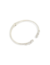 Silver Cubic Zirconia Circle Hinged Bangle - link has visual effect only