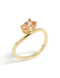 Gold Plated Peach Cubic Zirconia Ring - link has visual effect only