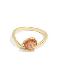 Gold Plated Peach Cubic Zirconia Ring - link has visual effect only