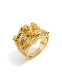 Gold Plated Chunky Lined Ring - link has visual effect only